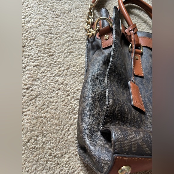 Michael Kors Hamilton Crossbody Tote Brown Purse Bag - Picture 4 of 16